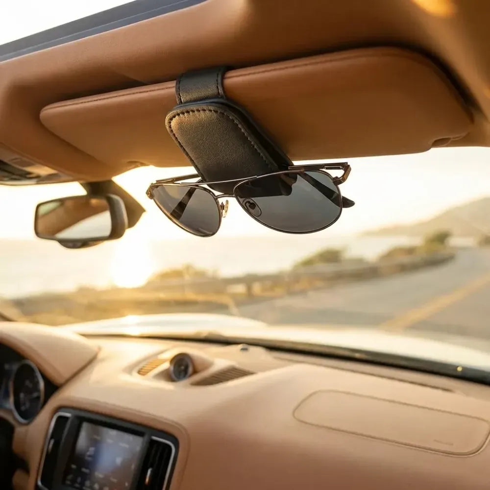 Car visor sunglass holder
