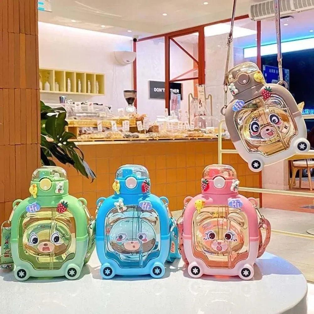 Cartoon straw water bottle