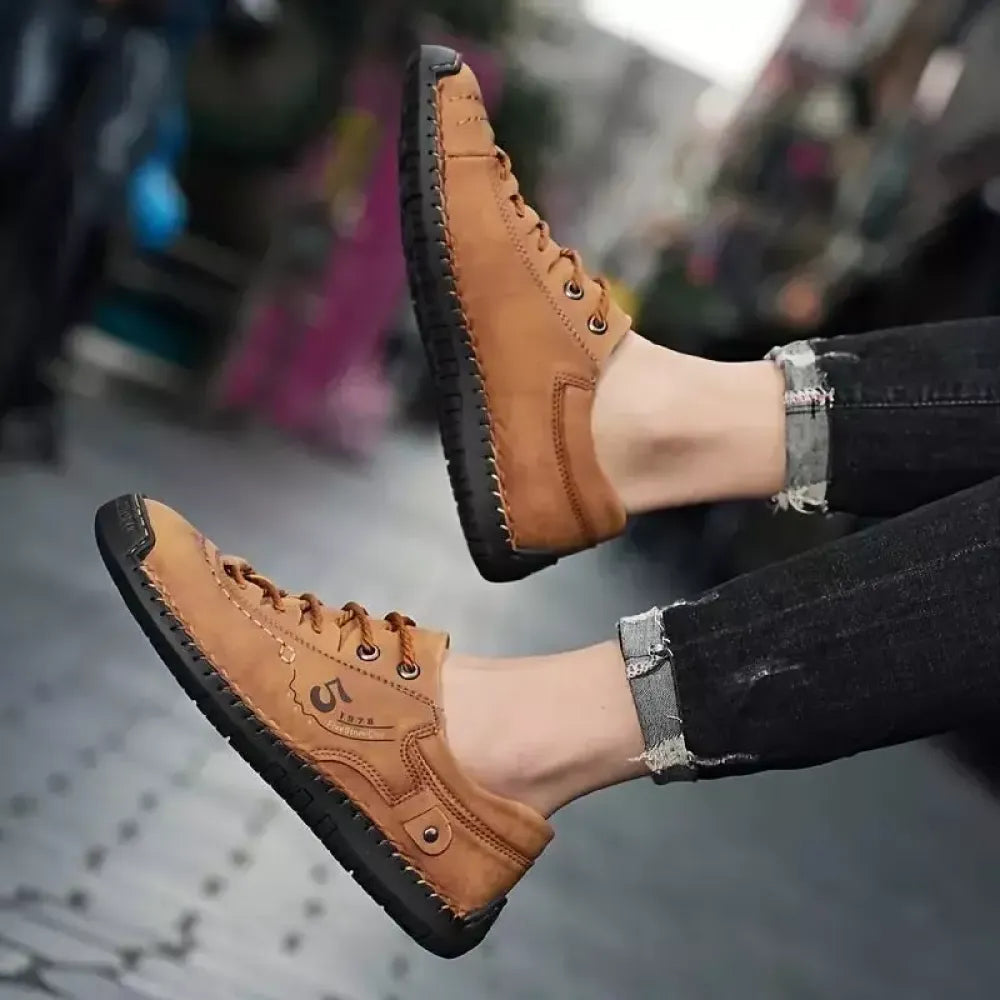 Classic tan leather casual shoes - footwear
