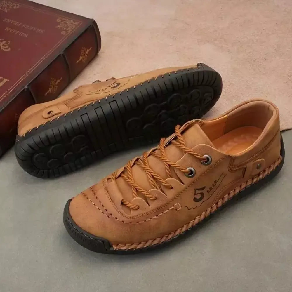 Classic tan leather casual shoes - footwear