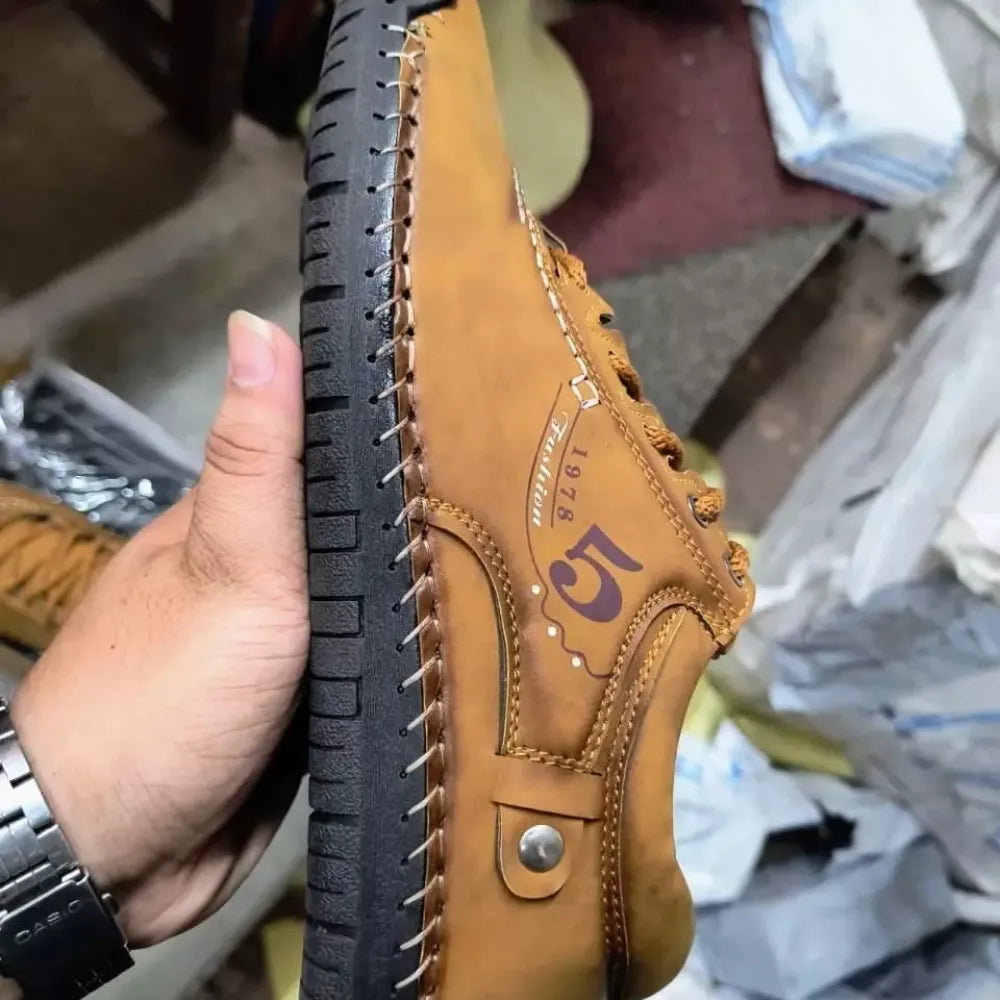 Classic tan leather casual shoes - footwear