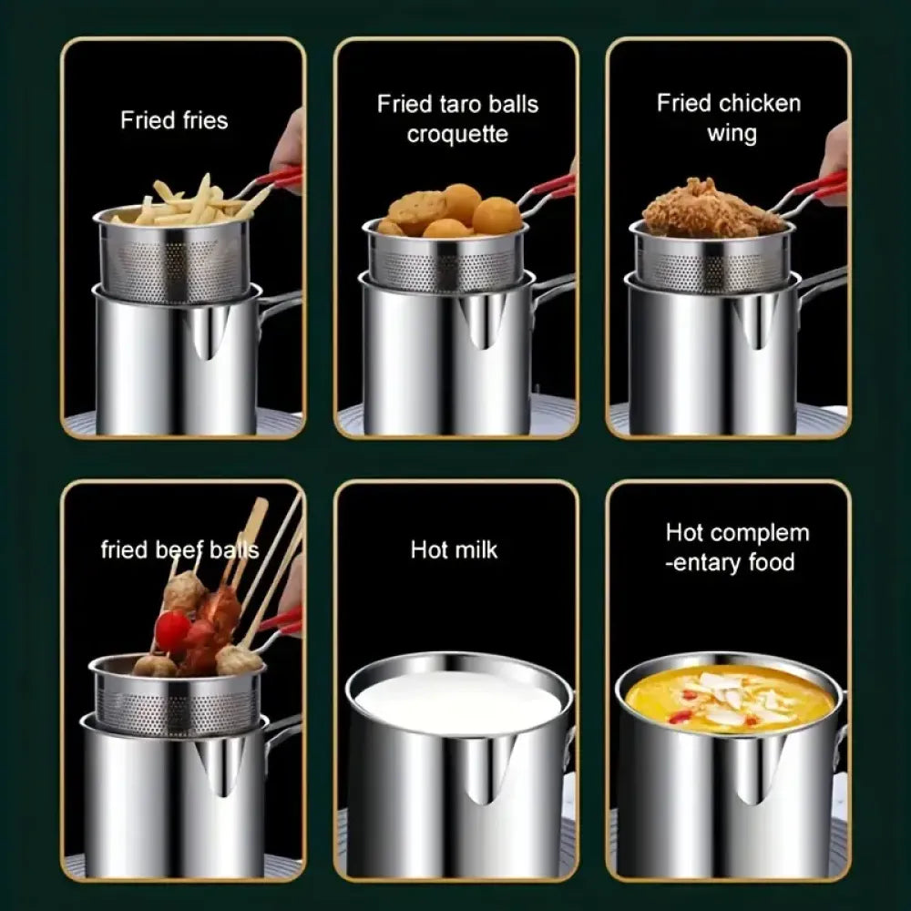 Compact deep fryer pot - kitchen tool
