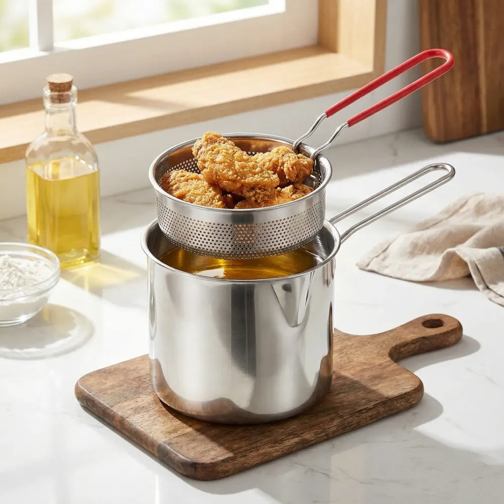 Compact deep fryer pot - kitchen tool