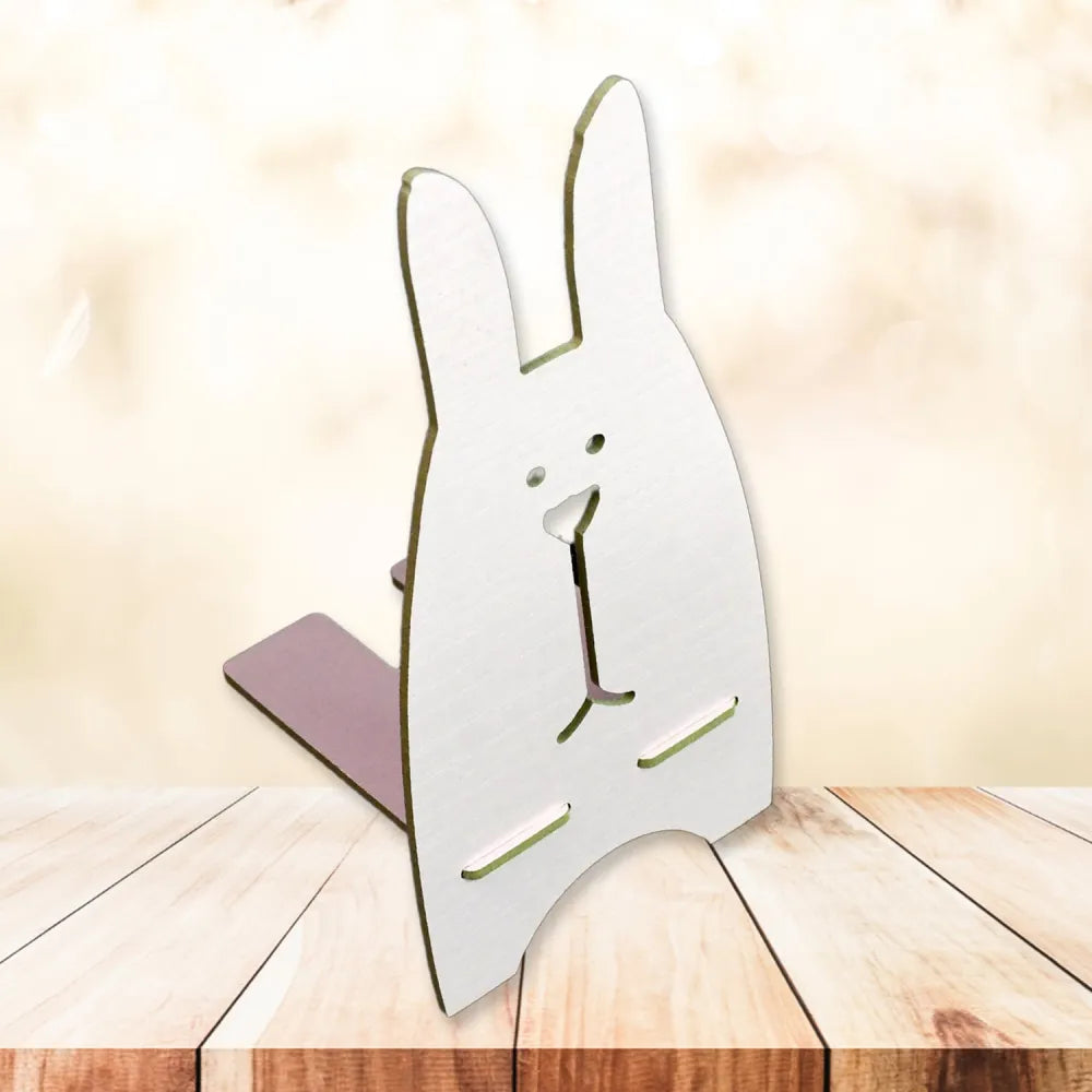 Cute rabbit wood phone stand - electronics
