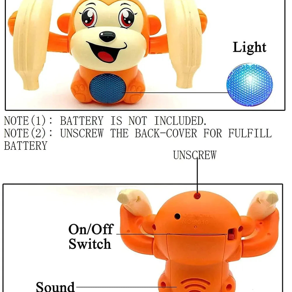 Orange monkey toy with bananas.