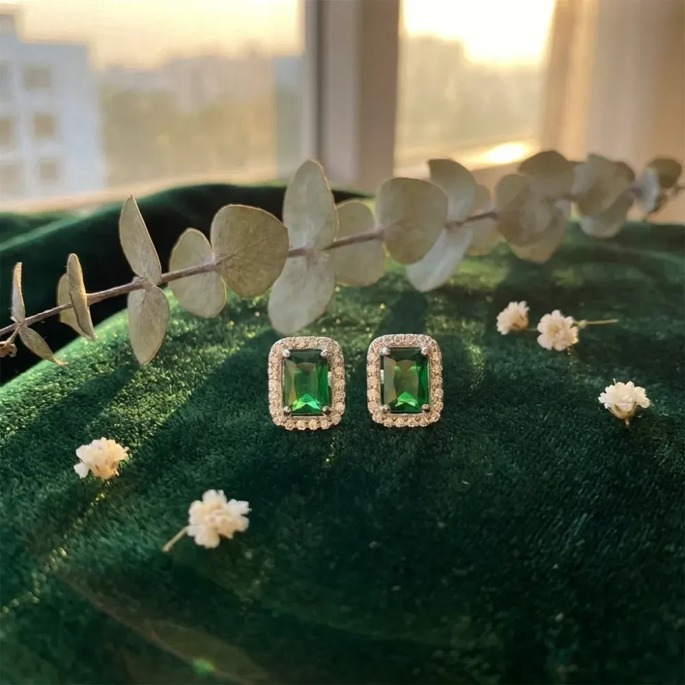Diamond gemstone stud earrings set - bracelets