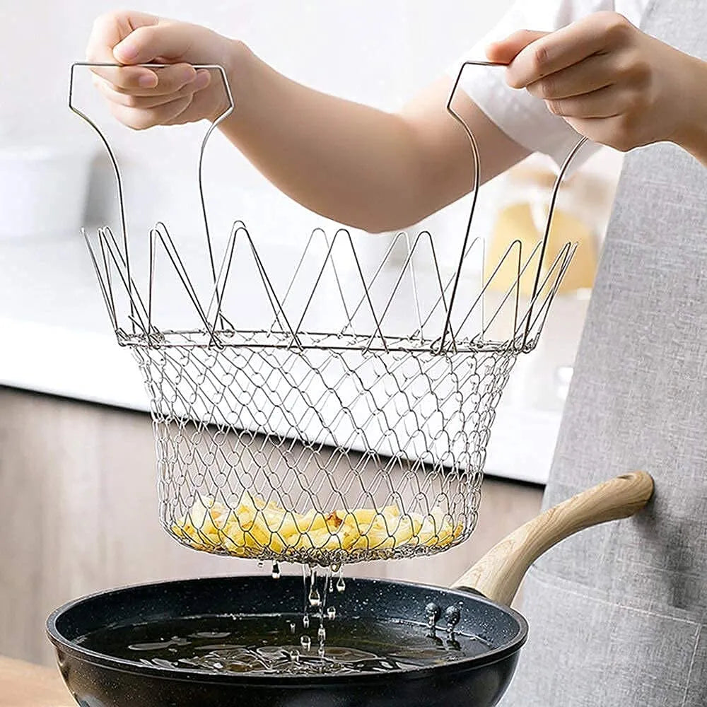 Foldable chef strainer basket - home & kitchen