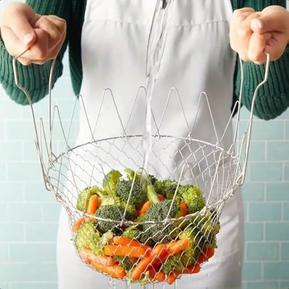 Foldable chef strainer basket - home & kitchen