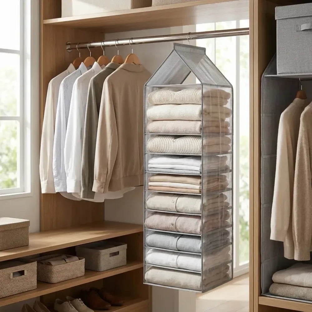 Foldable hanging closet organizer – 6 slots