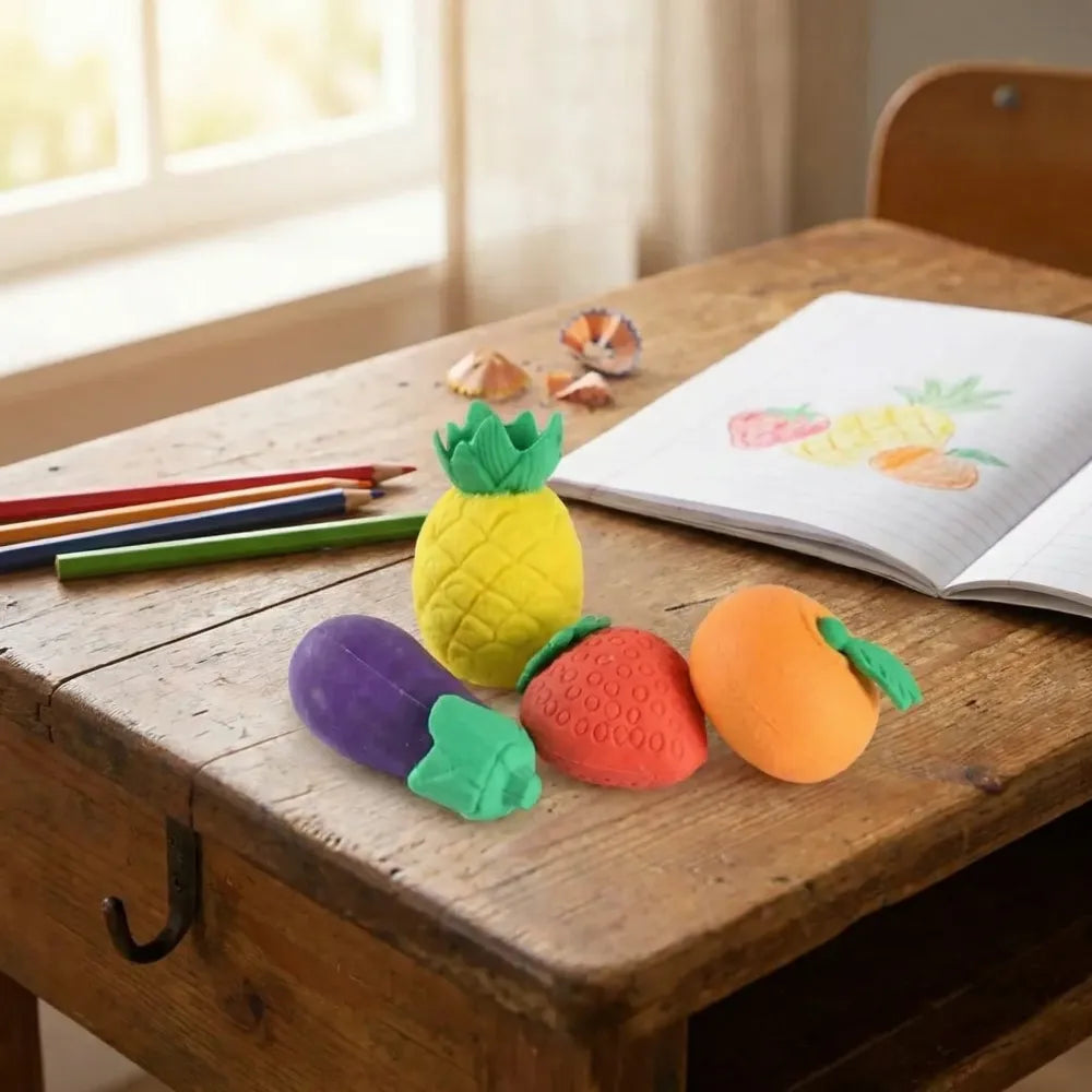 Fruit & veggie erasers (4-pack) - office