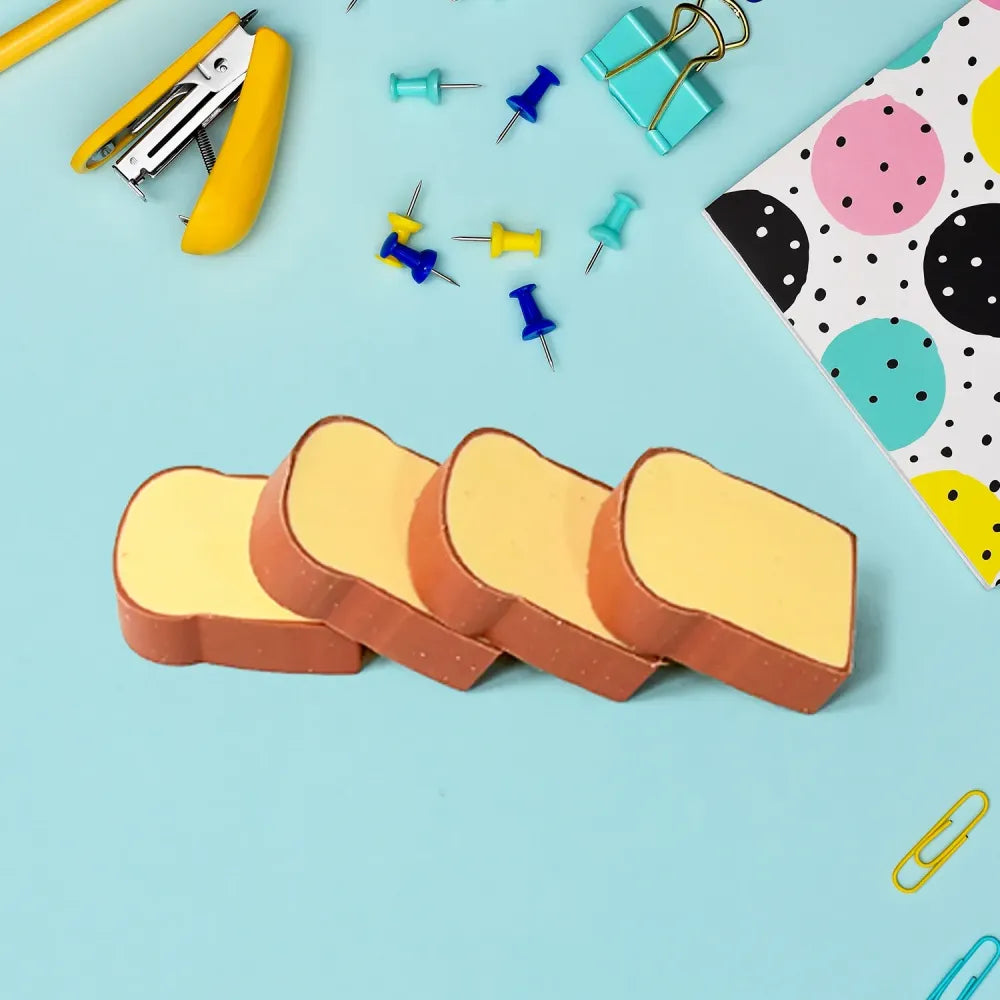Fun toast bread erasers - office