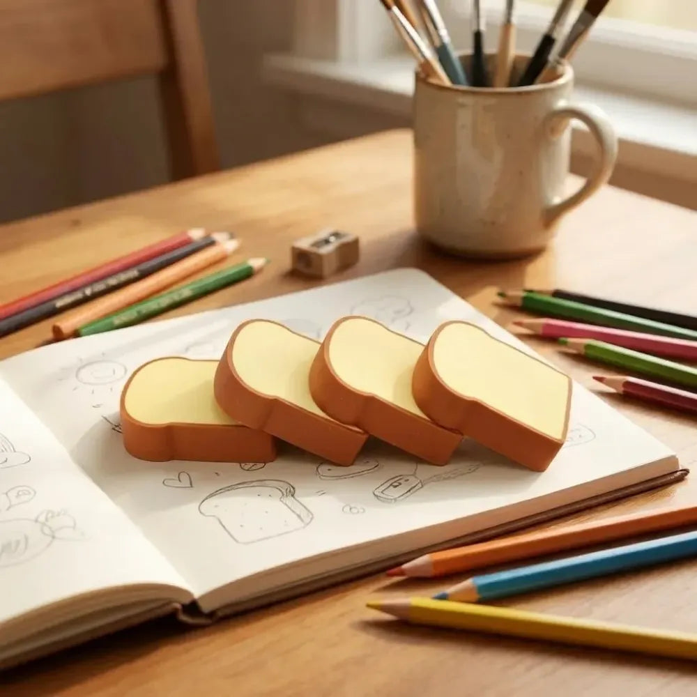 Fun toast bread erasers - office