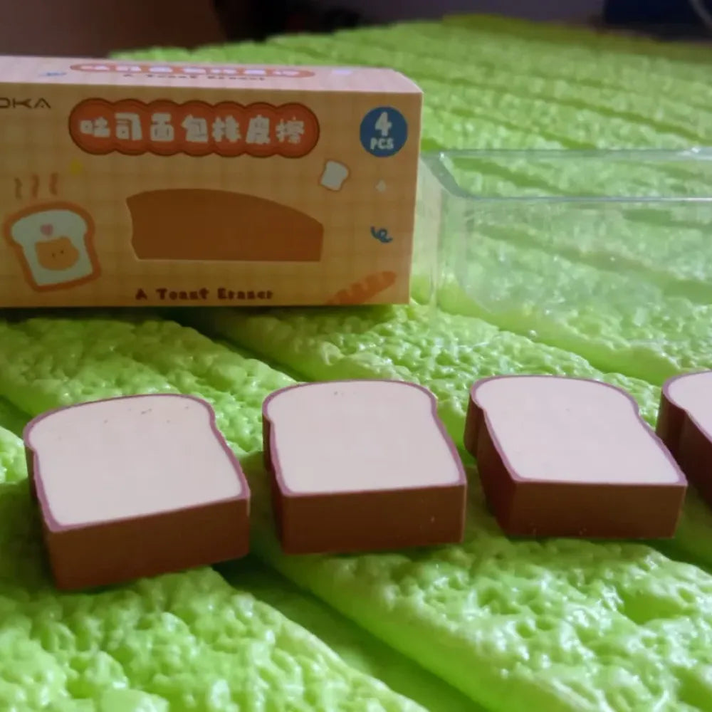 Fun toast bread erasers - office