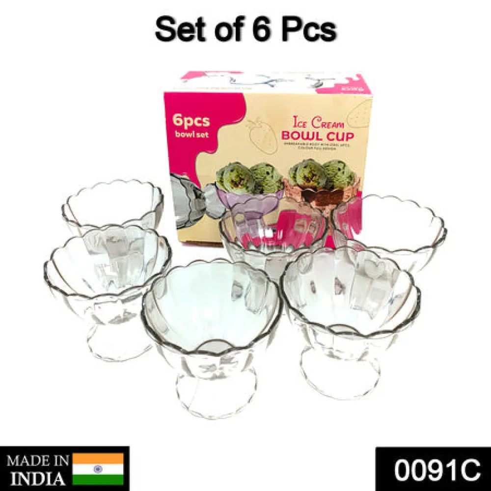 Glass dessert bowl set (6 pcs) - home & kitchen