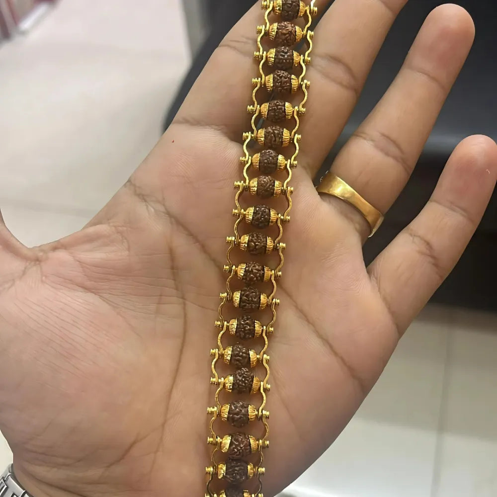 Gold plated rudraksha bracelet for men