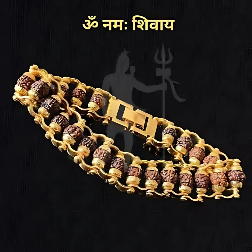Gold plated rudraksha bracelet for men