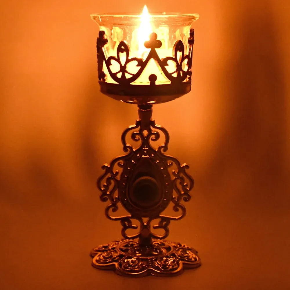 Golden flower tealight holder - home decor