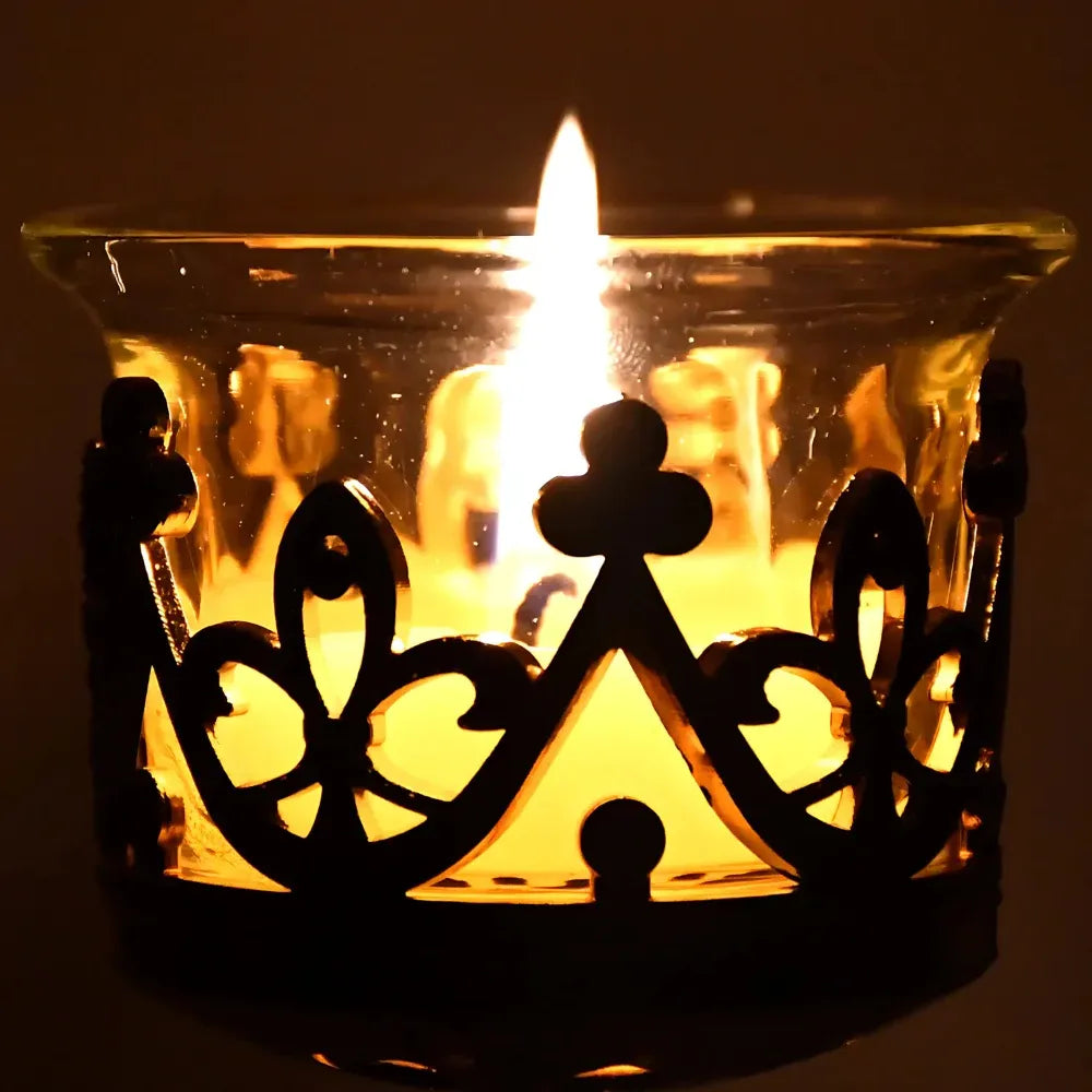 Golden flower tealight holder - home decor