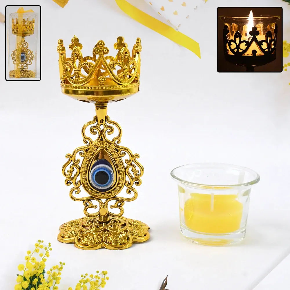 Golden flower tealight holder - home decor