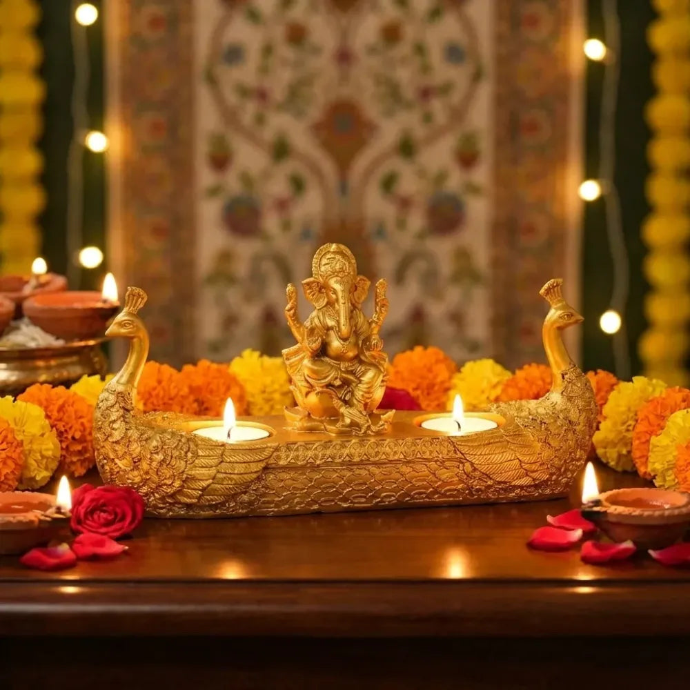 Golden ganesha diya - home essentials