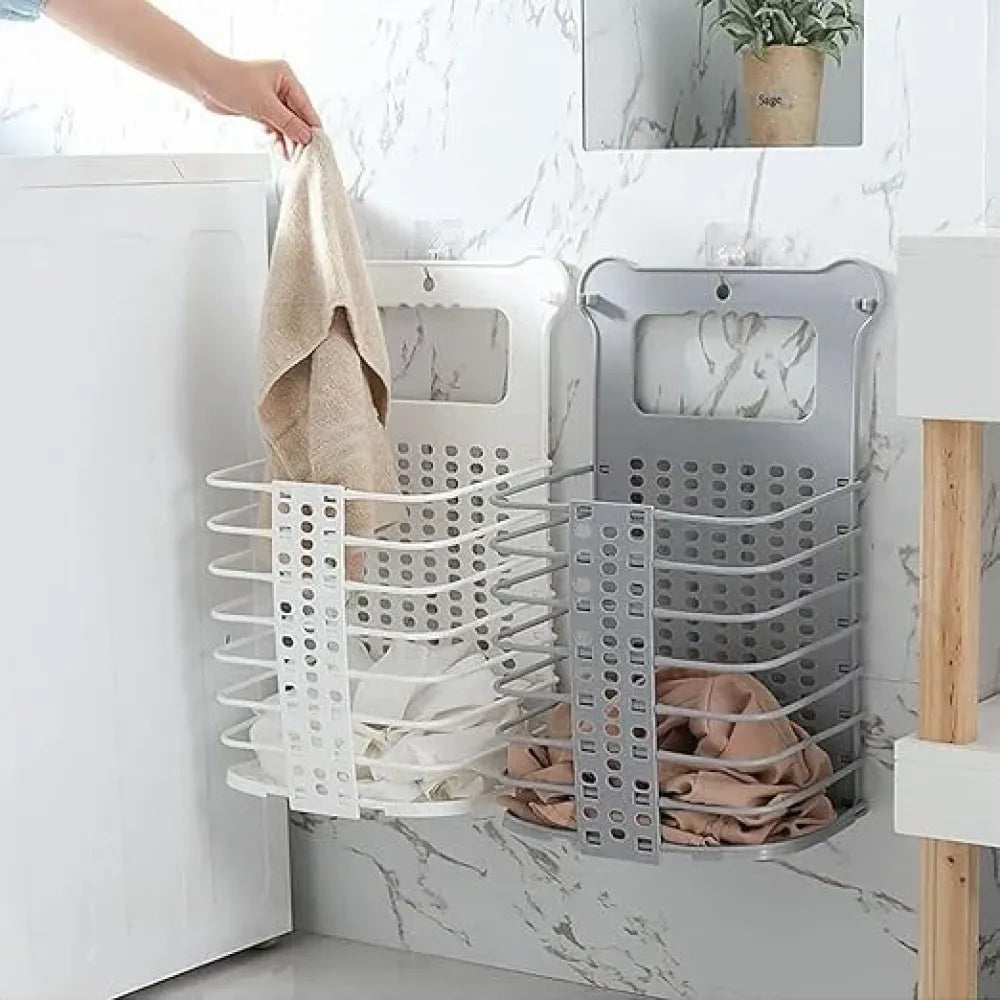 Hanging plastic laundry basket