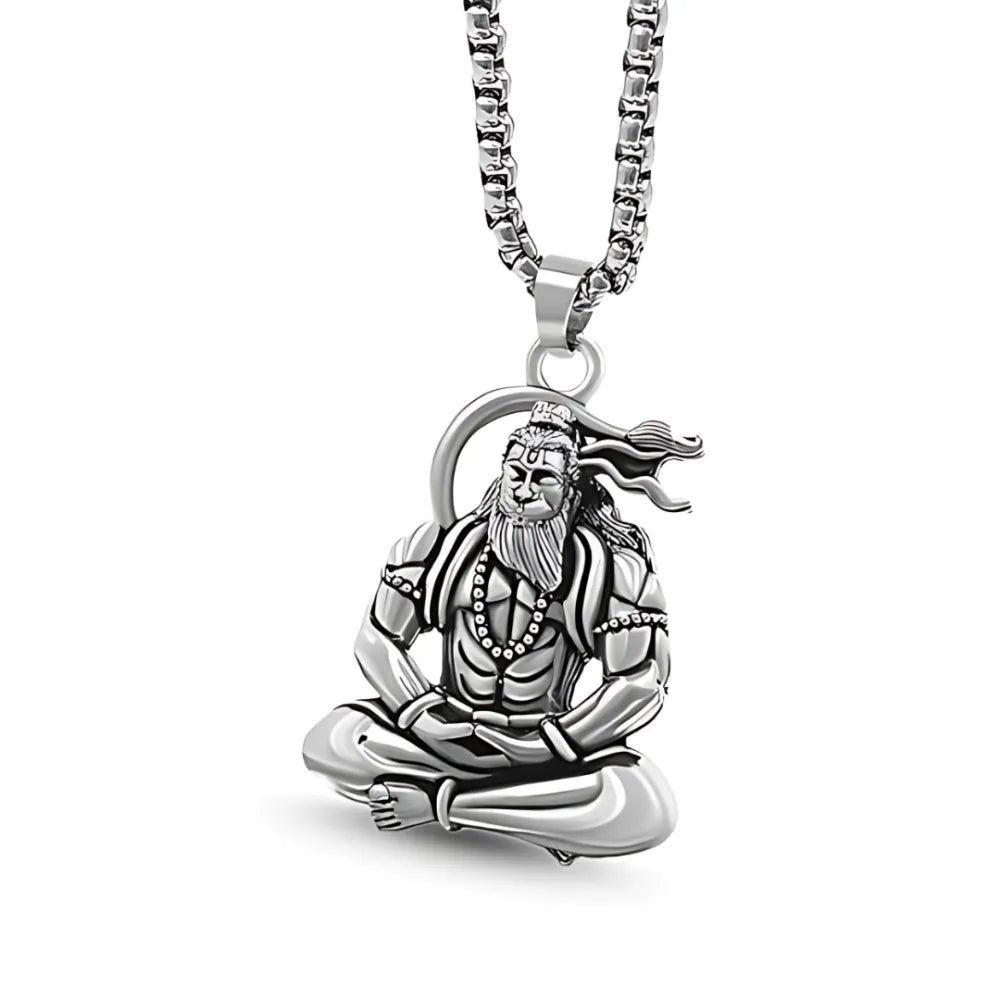 Hanuman silver locket with chain