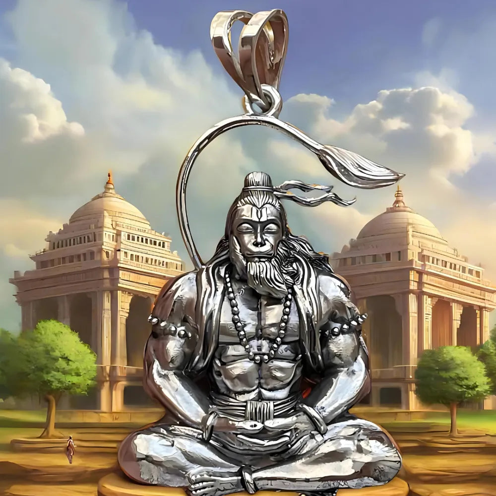 Hanuman silver locket with chain