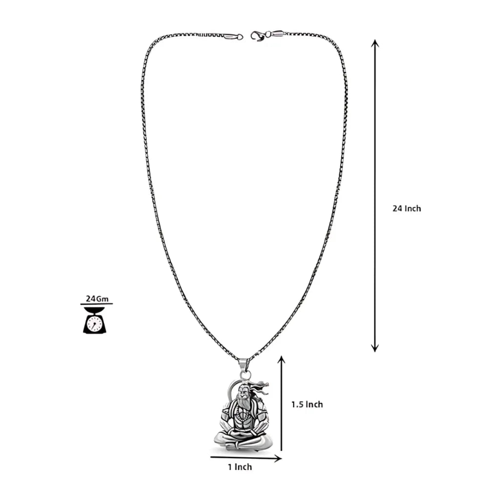 Hanuman silver locket with chain