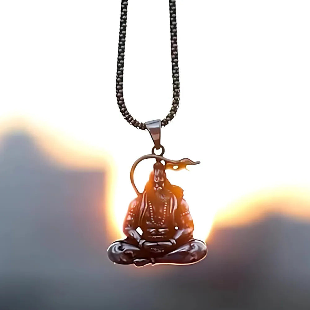 Hanuman silver locket with chain
