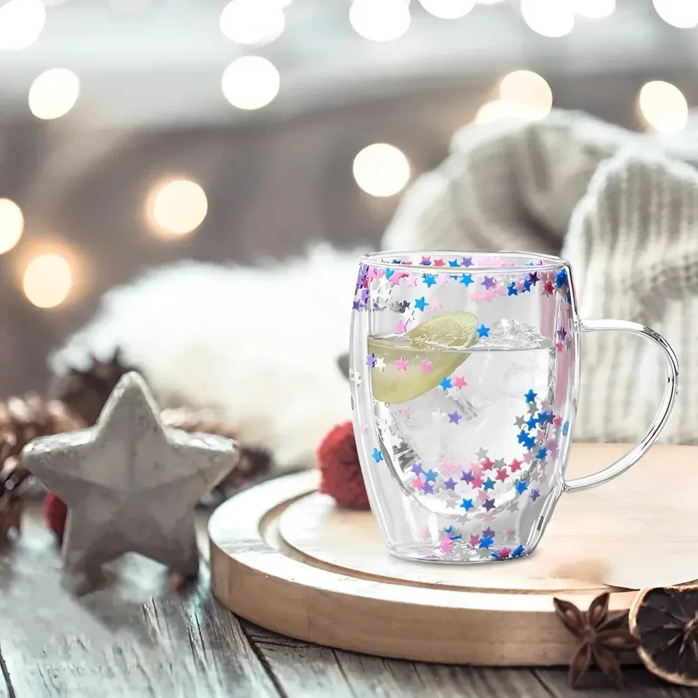 Insulated star glass mug