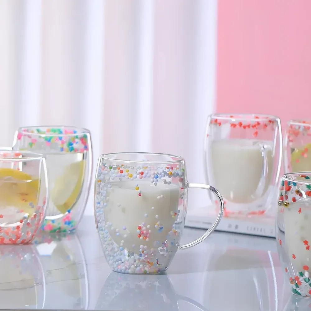 Insulated star glass mug