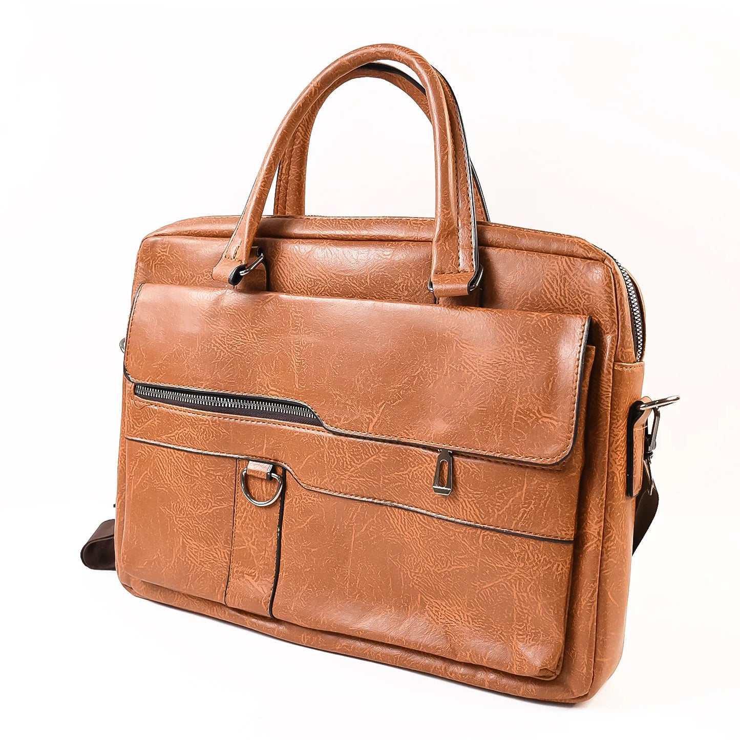 Sleek Faux Leather Messenger Bag