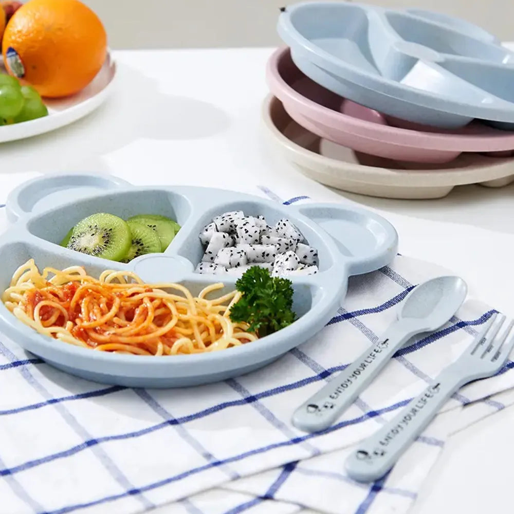 Kids 3-compartment bamboo plate - home & kitchen