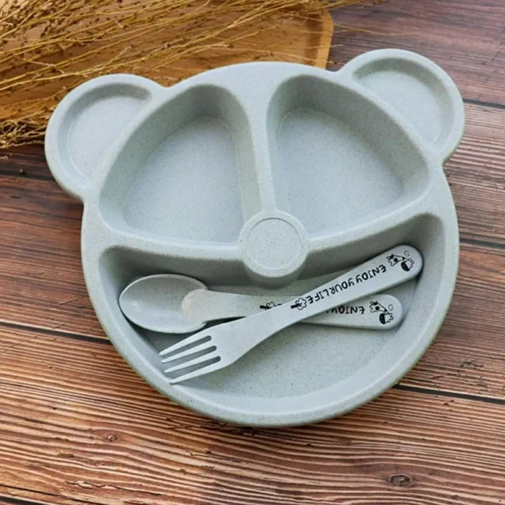 Kids 3-compartment bamboo plate - home & kitchen