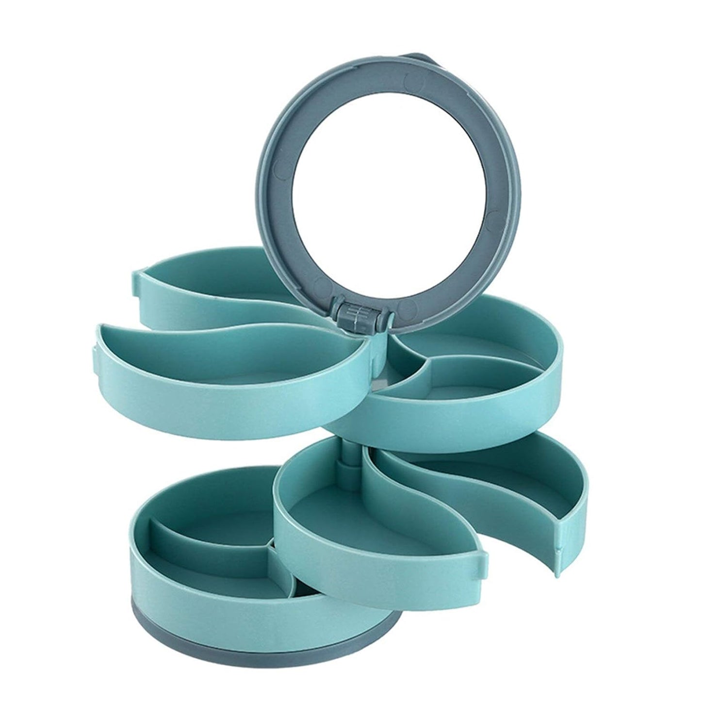 4083 4 Layers Jewellery Box 360 Degree Rotating Jewelry Box Jewelry And Earring Organizer Box With Mirror Accessory Storage Box Travel Decor Portable Jewelry Case Ornaments Storage Box Necklace Jewelry Organizer Jewelry Organizer Box
