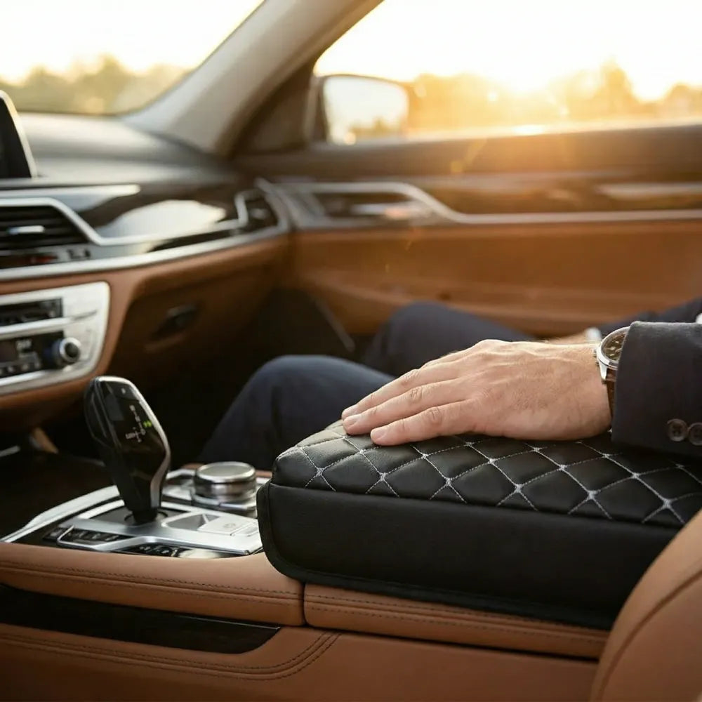 Leather armrest cover set