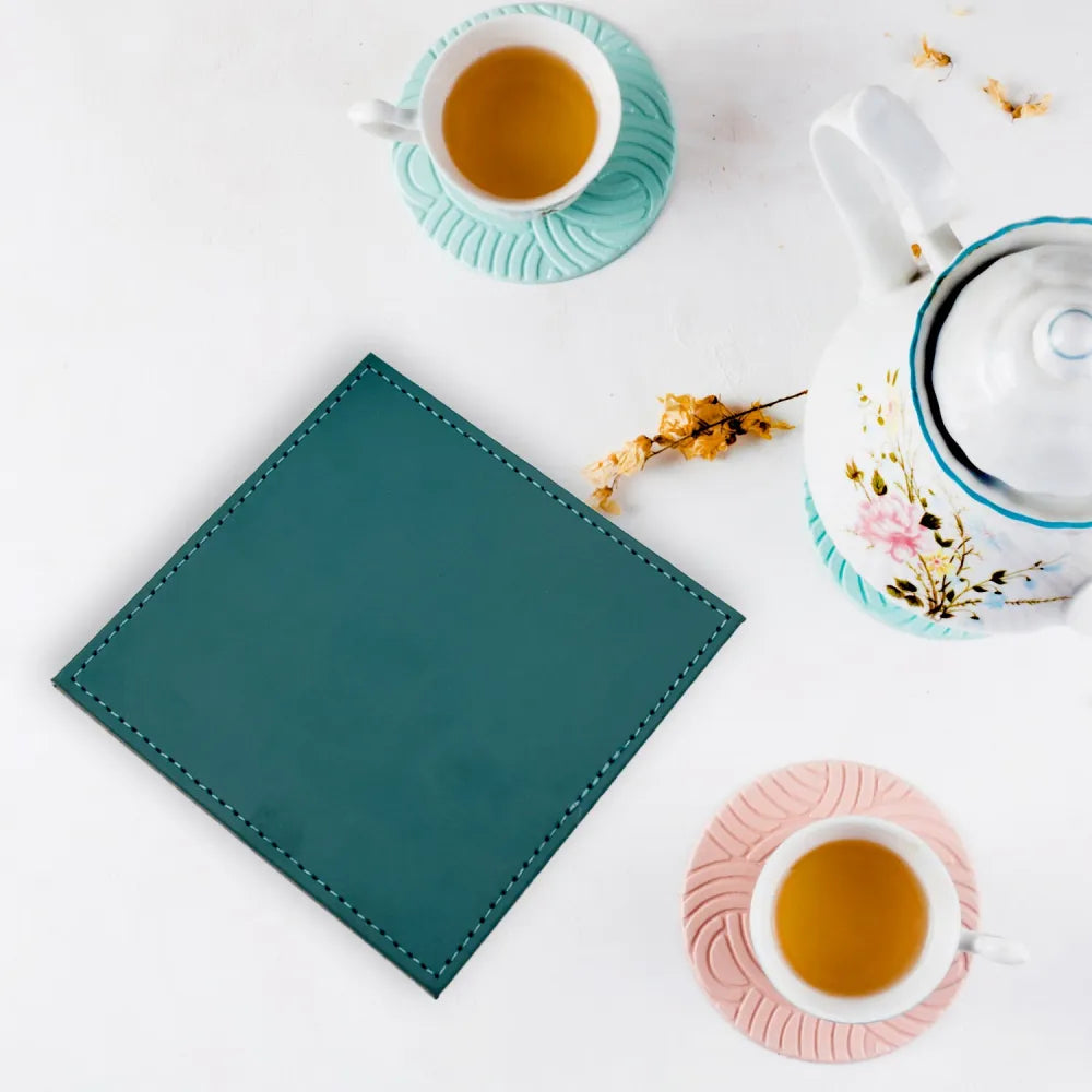 Leather square tea coaster - home improvement
