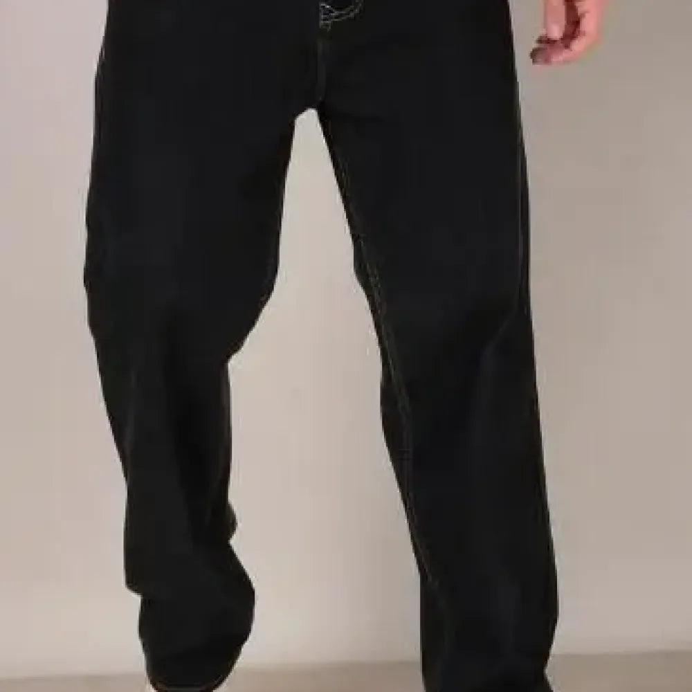 Loose fit black jeans – men