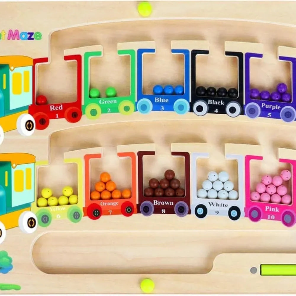 Magnetic counting maze board
