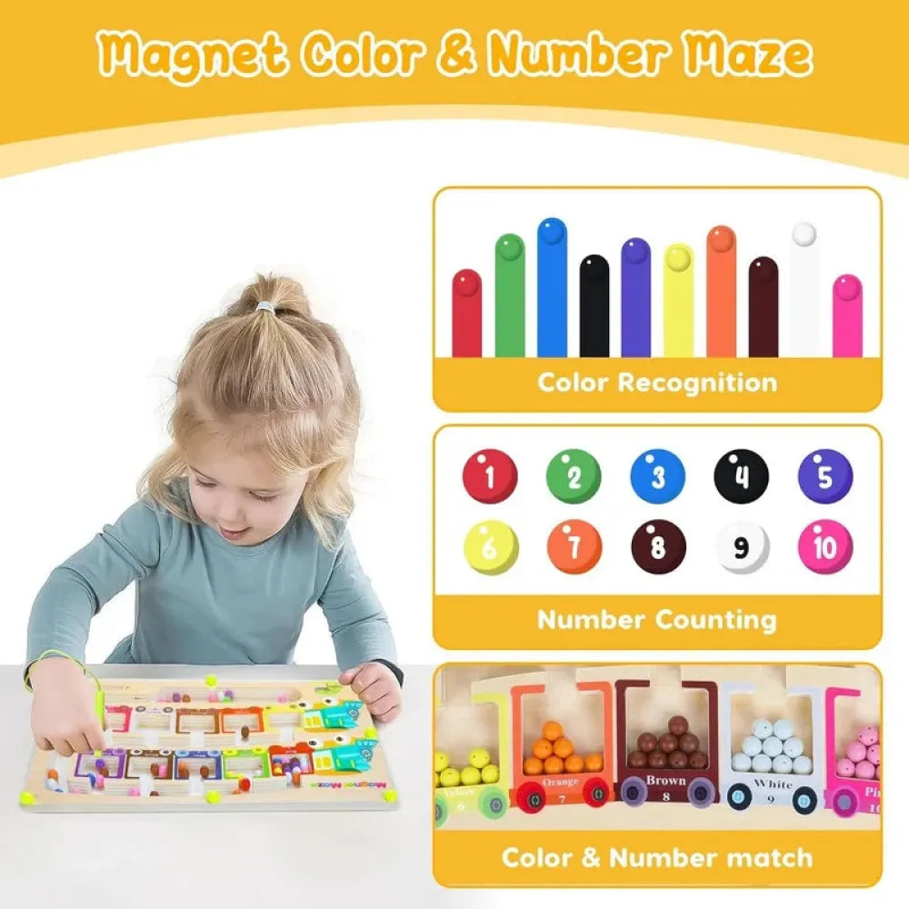 Magnetic counting maze board