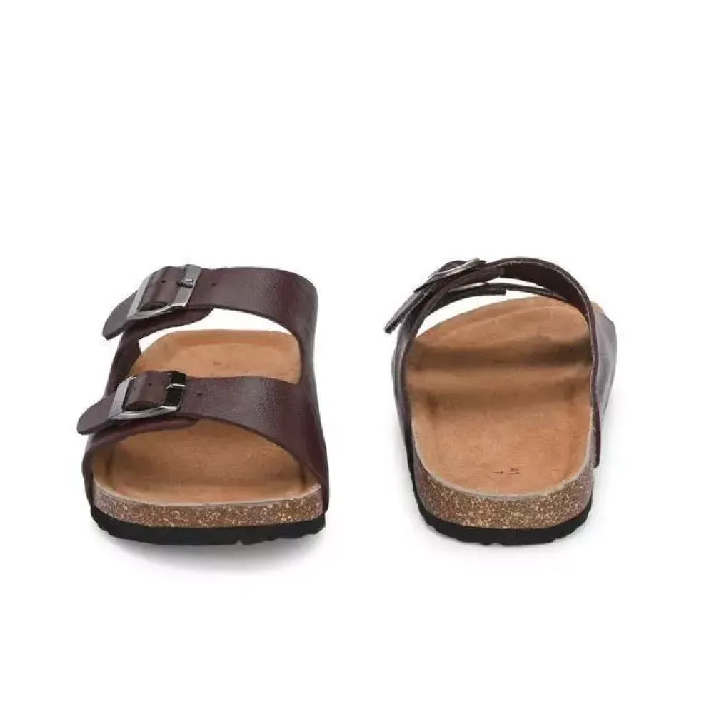 Mens arizona cherry leather slippers - footwear