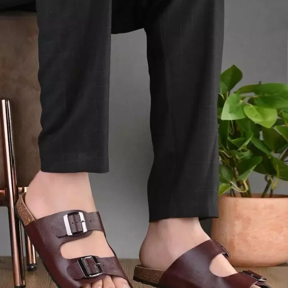 Mens arizona cherry leather slippers - footwear