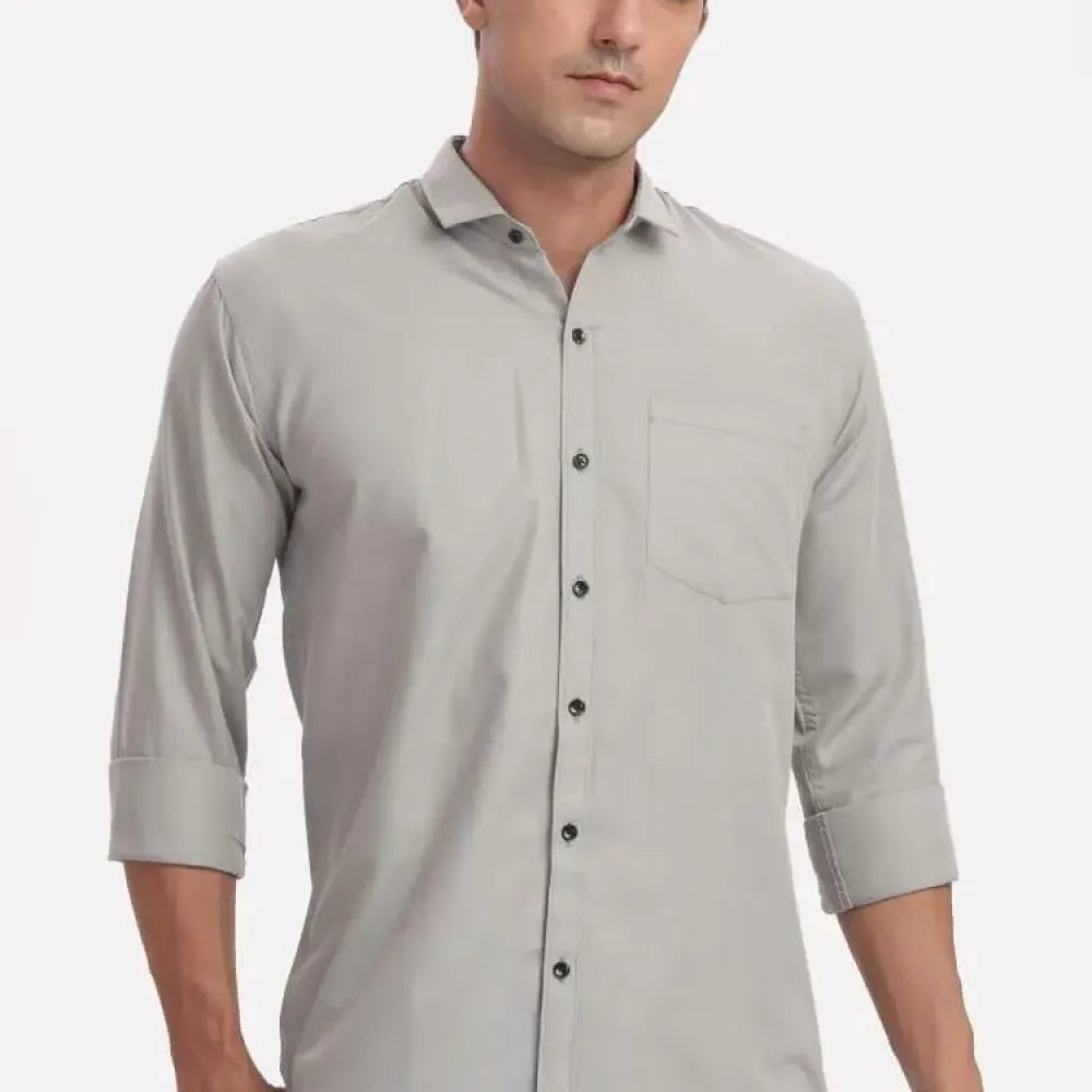 Men’s satin casual shirt – grey