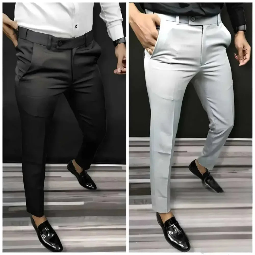 Men’s slim fit formal trousers – pack of 2