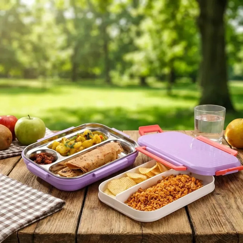Multi compartment lunch box ideal for office school & travelling - home kitchen