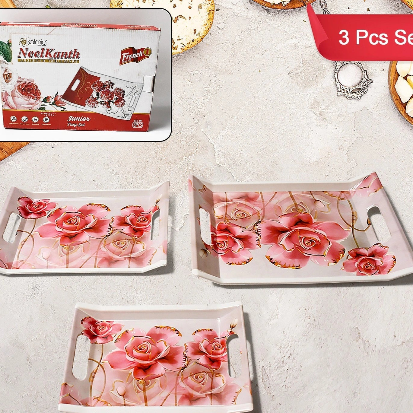 Floral Tray Set – 3 Pcs
