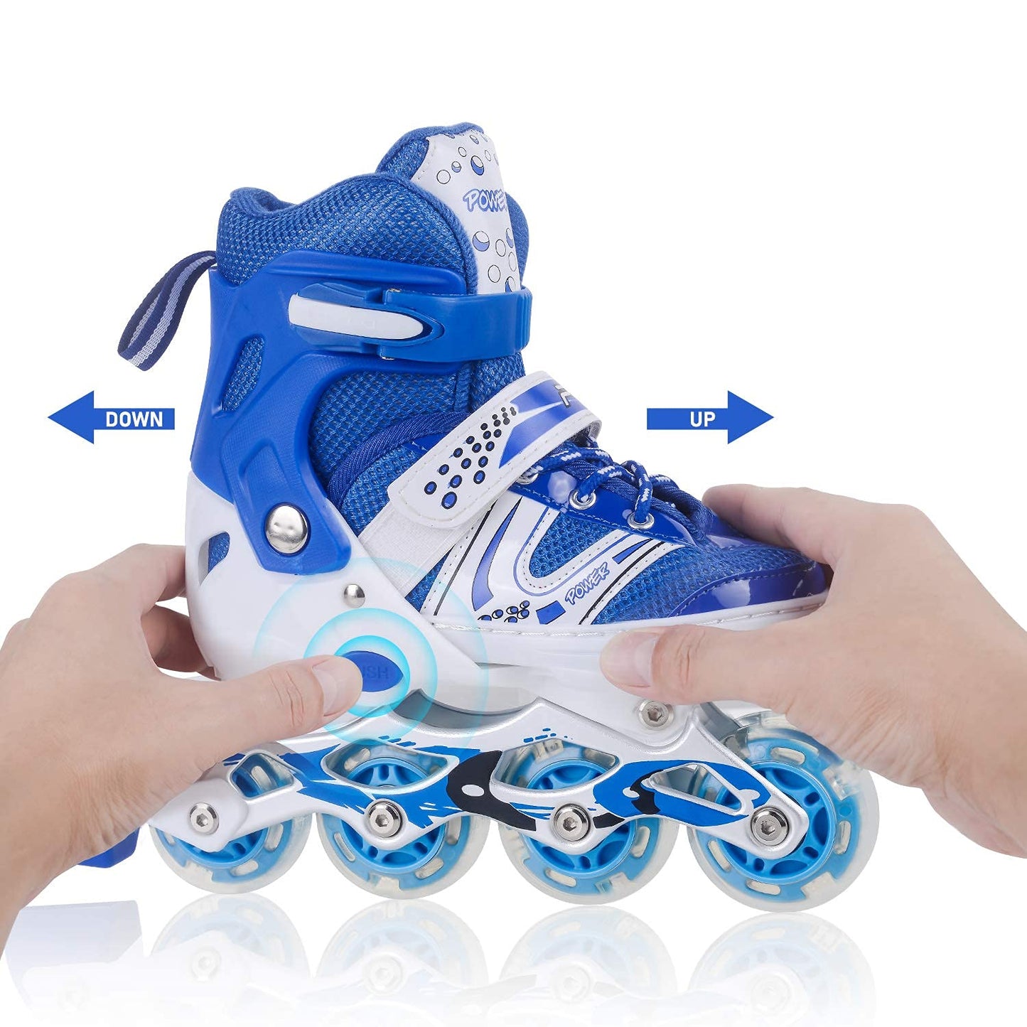 7554 Inline Skates With Led Flashing Light Wheel With Adjustable Length Skate Premium High Quality Skates Pair