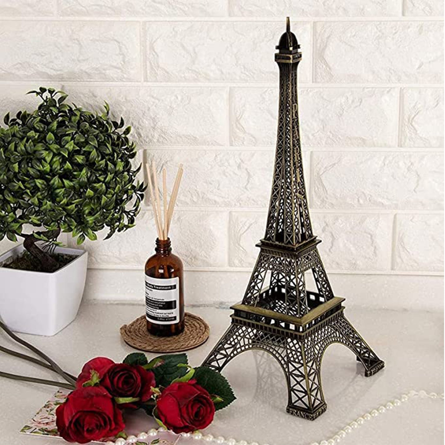 4733 Antique Finish 3d Metal Paris Eiffel Tower Metal Craft Famous Landmark Building Metal Statue Cabinet Office Gifts