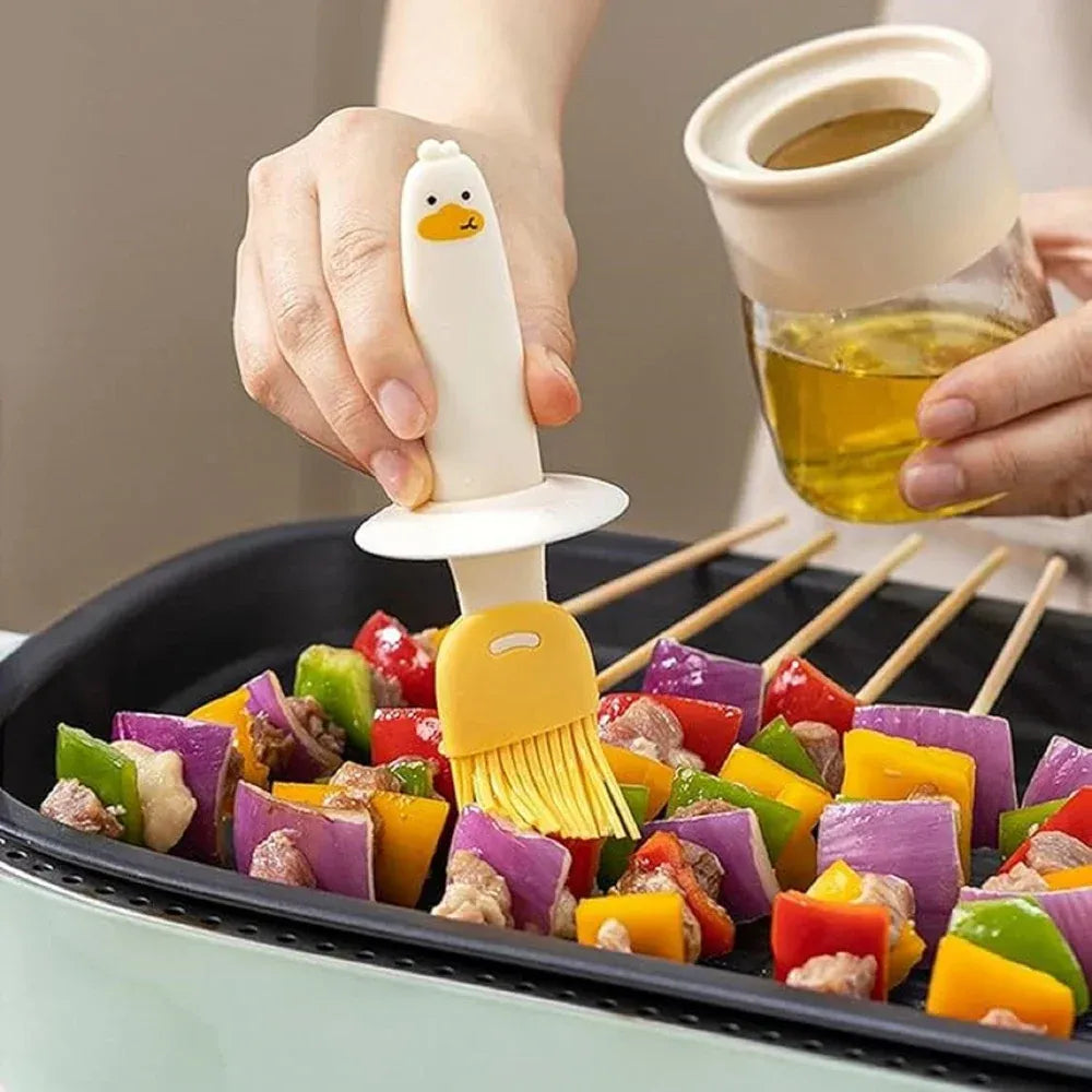 Oil dispenser with silicone brush - home & kitchen