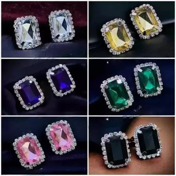 Diamond Gemstone stud Earrings Set - Bracelets